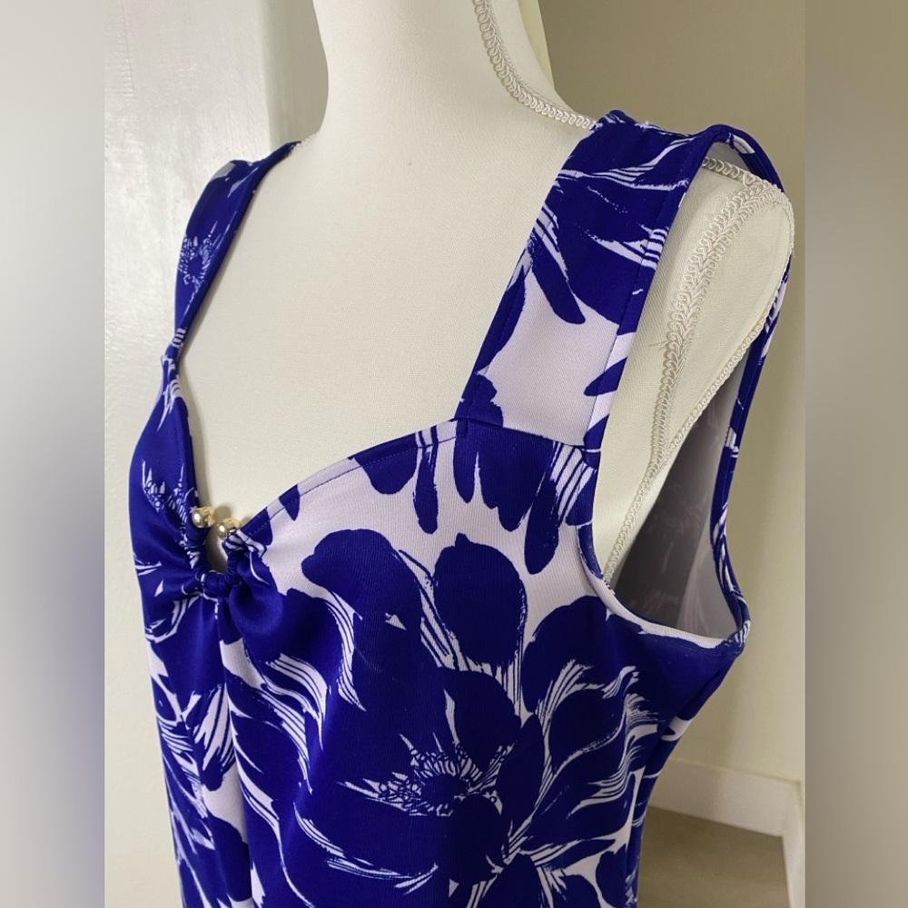 Royal blue and white base summer dress.